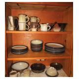 Lot, signed stoneware dinner set