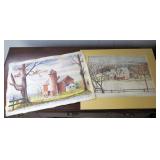 Lot, 2 watercolors: