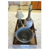 Lot, Wizard of Clay Lamp and Pottery Strainer