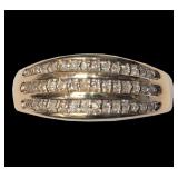 10K Yellow gold three-row channel set diamond