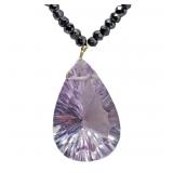 14K Yellow gold rose quartz and spinel necklace