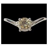 14K White gold fancy yellow 0.99 ct. round