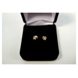 14K Yellow gold princess cut diamond stud earrings