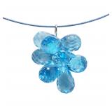 14K White gold beehive cut blue topaz cluster