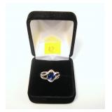 Sterling silver swirl style blue sapphire cocktail