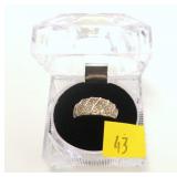 Sterling silver banded dome ring with diamond