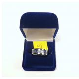 Celtic-style pattern tungsten ring, size 9