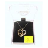 Sterling silver two-tone heart necklace with