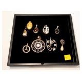 Lot, sterling silver pendants, 8 pcs.