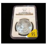 1883-O Morgan dollar, NGC slab certified MS-64,