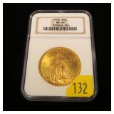 1928 $20 Gold Saint Gaudens Double Eagle, NGC slab