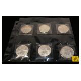 6- American Silver Eagles 2001-2006, 1 oz.