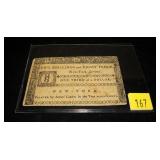 New York State Colonial currency: two shillings