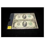 2- $10 Federal Reserve notes, series of 1934