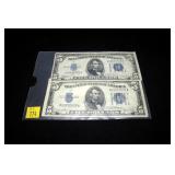 2- $5 Silver certificates, series of 1934A