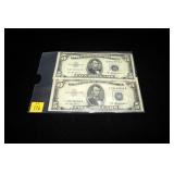 2- $5 Silver certificates, series of 1953