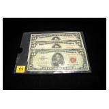 3- $5 Red seal United States notes, series of