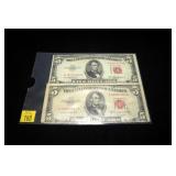 2- $5 United States notes, series of 1953