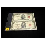 2- $5 United States notes, series of 1953