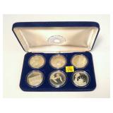 6- Sterling silver medals, 3/4 oz. each