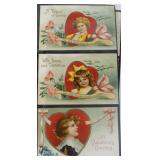 Lot, embossed Valentine postcards - 30 total