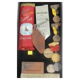 Lot, Bradford P.A. ribbon, medals, straight razor,