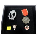 Lot, 5 German WWII era pins and ribbons