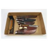 Lot, 7 used Schrade knives, 6 with sheaths