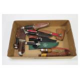 Lot, 10 used knives with sheaths, all unmarked