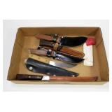 Lot, 6 used knives, 5 with sheaths: 2-Western,