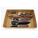 Lot, 8 used knives with sheath, all Western