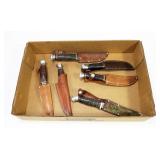 Lot, six knives and sheaths