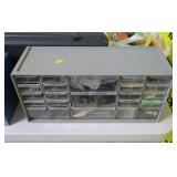 Unit with 23 drawers and gun parts: scope rings,