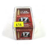 Case Hornady .17 HMR 17-grain V-Max cartridges