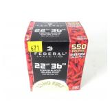 Box of 550 rounds Federal .22 LR hollow point