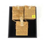 3- Boxes 7.35mm Carcano cartridges with clips,