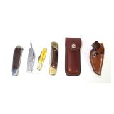5- Pocket knives: 2 with sheaths, 1-Schrade,