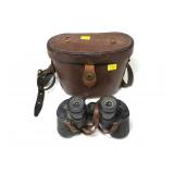 VIntage binoculars with leather case