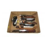 Lot, assorted knives with sheaths and Kershaw