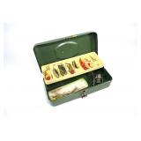 Tackle box with vintage tackle, Creek Chub and