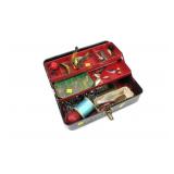 Tackle box with lures and assorted contents