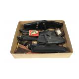 Lot, leather holsters plus pistol grips