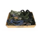 Lot, slings, pistol belts, webbing, misc.