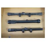 Lot, 3 small scopes: Tasco 4x15; Bushnell 3x-8x