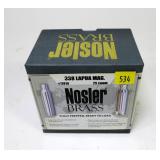 Box of Nosler .338 Lupua Mag. brass cases