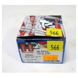 Box of Hornady .38 Spl. 125-grain XTP cartridges
