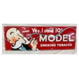 SSP  MODEL 10C SMOKING TOBACCO SIGN W/ MAN  34X11