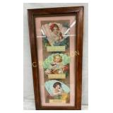 1909 FRAMED VINTAGE CALENDER NICE GRAPHICS 10X29