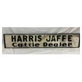 DS WOODEN HARRIS JAFFE CATTLE DEALER SIGN 60X12