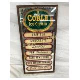 COBLE ICE CREAM MIRROR MENU SIGN 10X20